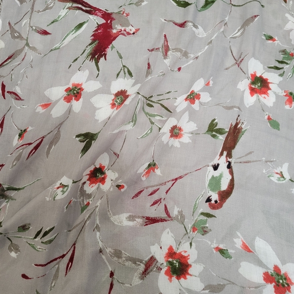 Apt. 9 Gray Scarf with Floral And Bird Accents - Picture 2 of 5